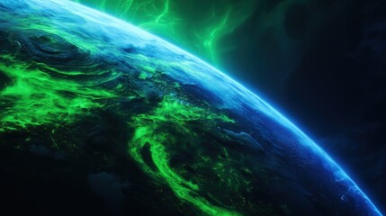 Obraz premium continent. Vibrant Earth globe floating in space, showcasing continents with atmospheric lighting. ESG reports, sustainability campaigns, designed for environmental awareness campaigns.