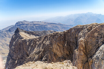 The scenic view of Reşko summit in the Sat (Cilo) mountains, Serpel and Horgedim plateau with its glaciers and glacier rivers in Hakkari, Turkey.