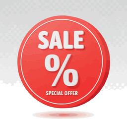 Create 3D discount tag. label with percent symbol of discount. Promotion. sale promotions, special offers, and e-commerce concepts. Isolated on a transparent background.