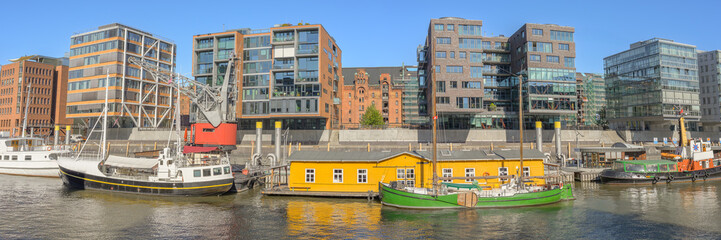 Vibrant waterfront life in Hamburg Hafencity Speicherstadt with modern architecture
