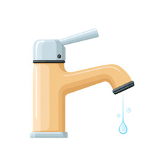 Illustration of modern faucet with lever handle isolated on transparent background