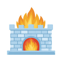 Illustration of fireplace icon isolated on transparent background 