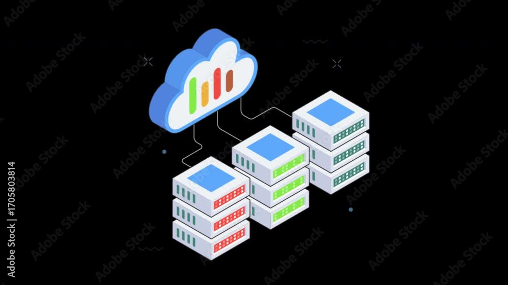 Aufkleber cloud-based analytics isometric animation alpha channel