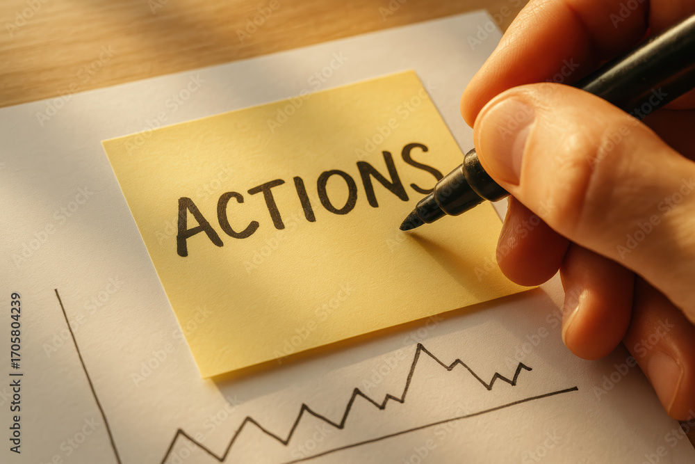 Poster motivation and action note inspire planning and productivity for strategy task completion and busine