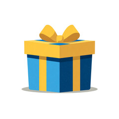 Illustration of blue gift box isolated on transparent background