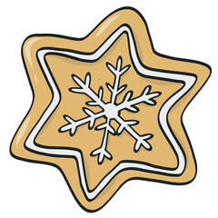 Hand drawn Christmas doodle of gingerbread, PNG cartoon element, clipart, sticker design for prints, cards, posters, banners, social media, etc.