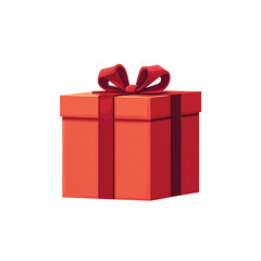 Illustration of red gift box with ribbon isolated on transparent background 