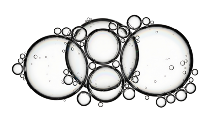 Abstract image showcasing a layered arrangement of translucent circles and bubbles, forming a complex and visually intriguing pattern against a dark background.