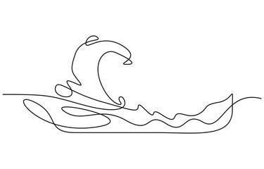 Continuous one line drawing of Water splashes wave vector illustration. Editable outline