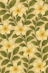 Seamless Tropical Floral Pattern with Yellow Flowers and Green Leaves &ndash; Botanical Decorative Design