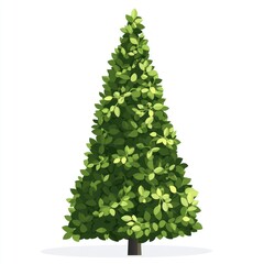 High conical triangle topiary illustration christmas tree.