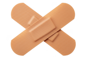 Two bandages crossed isolated on transparent background