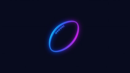 Minimal Rugby Ball Silhouette with Gradient Neon Glow
