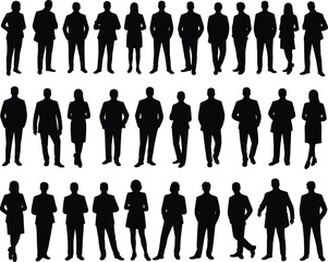 Large collection of adult male and female silhouettes in various poses and attire people adults