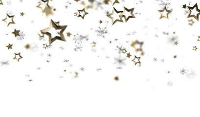 Elegant winter holiday background with gold stars and snowflakes. Perfect for cards, banners, and more.