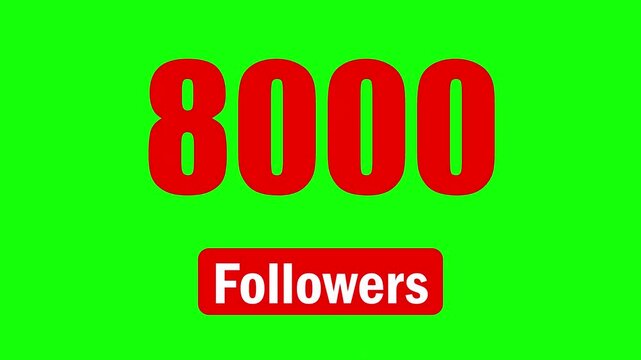 Social media 8000 followers green screen video element