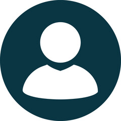 minimalist dark blue user profile avatar icon in circle frame isolated on white