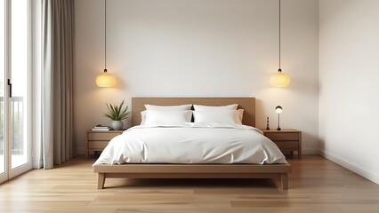 Cozy Minimalist Bedroom Design with Wooden Accents and Natural Light