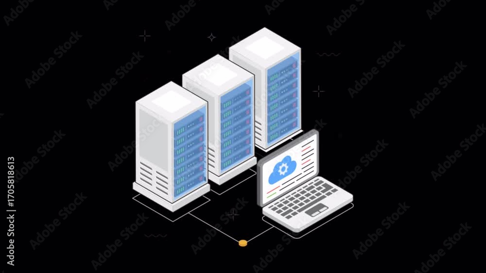 Aufkleber data transfer from cloud to mobile device isometric animation alpha channel