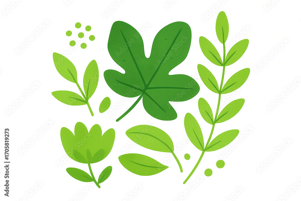 Poster green leaves and flowers create a natural and vibrant design, perfect for adding a touch of nature t