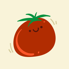Tomato Cartoon Vector Illustration Isolated On beige background. hand drawn. Tomato for fabric design, textile print, wrapping paper, cover. Vector illustration.