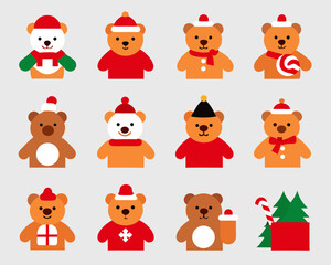 Cute christmas teddy bears and festive decorations