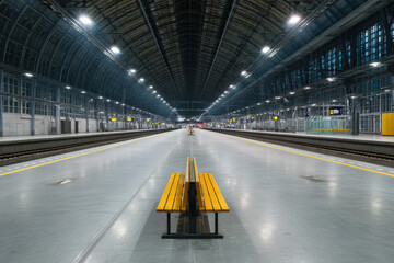 tranquil view of iconic european capital transport hub devoid of people