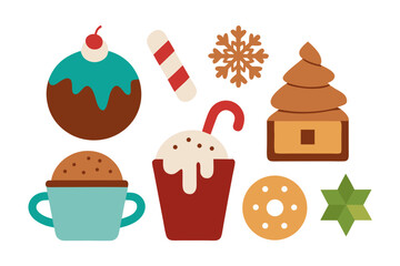 Festive christmas sweets and decorations collection