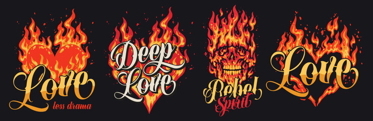 Unique fire-themed love designs for decoration