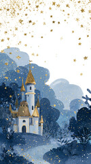 Fairy Tale Castle with Golden Stars