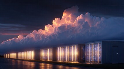 Glowing Cloud Data Center.
