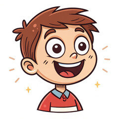 Obraz premium Portrait of little boy with a joy expression on his face. Doodle style illustration, white background.