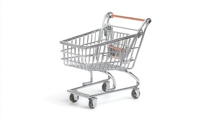 Small shopping cart on white background.