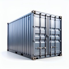 Steel cargo container offers secure transportation services worldwide on white background