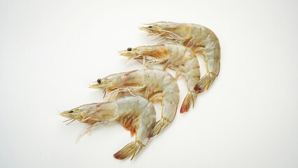 Fresh shrimps isolated on white background