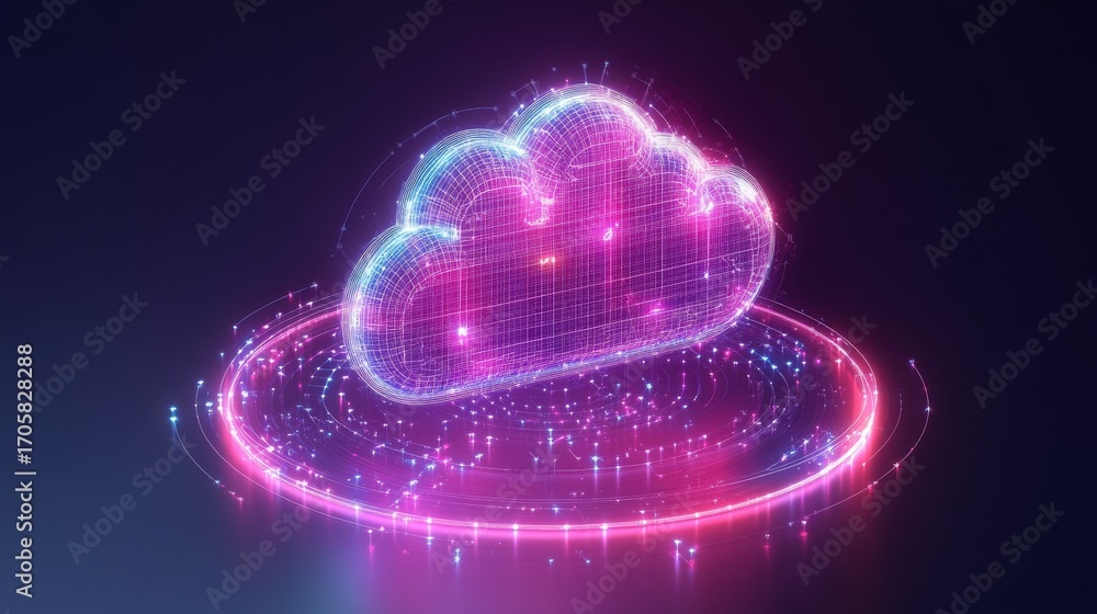 Fototapete this vibrant 3d rendering of a glowing cloud is perfect for tech websites or blogs covering topics l