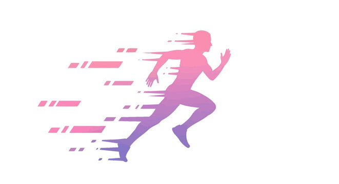 Dynamic silhouette of a runner in motion, conveying speed and energy with vibrant streaks of color.
