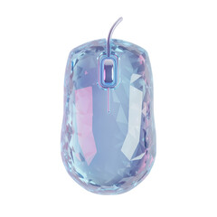 Fototapeta premium Iridescent crystal computer mouse isolated on transparent background