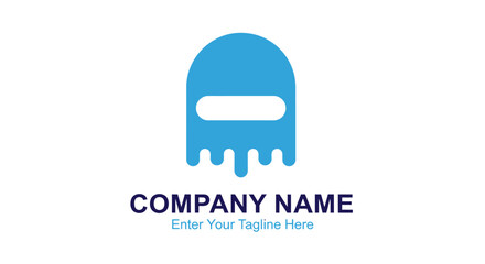 Modern blue abstract ghost shape with dripping effect and placeholder text for company branding