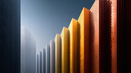 background of colorful modern office building shaped chart