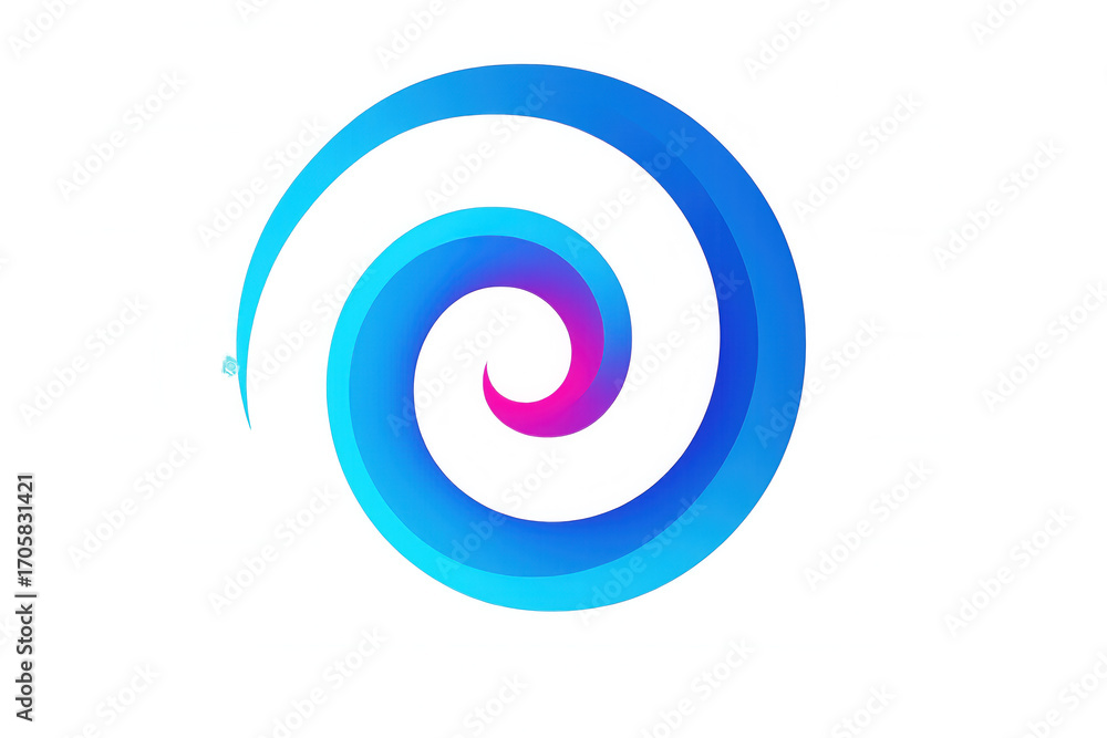 Aufkleber modern abstract spiral design with a vibrant blue and purple gradient color scheme, isolated on a tr