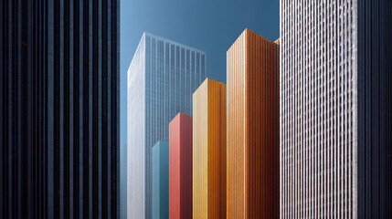 background of colorful modern office building shaped chart