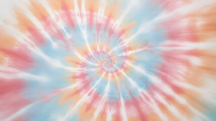 Obraz premium Tiedye pattern featuring a vibrant spiral of pink, orange, and blue, creating a retro and psychedelic effect with a burst of color and energy