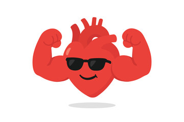 Muscular Heart with Sunglasses Character