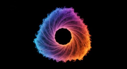 Mesmerizing abstract vortex of vibrant blue, pink, and orange swirling energy on a deep black background, perfect for digital art and futuristic concepts