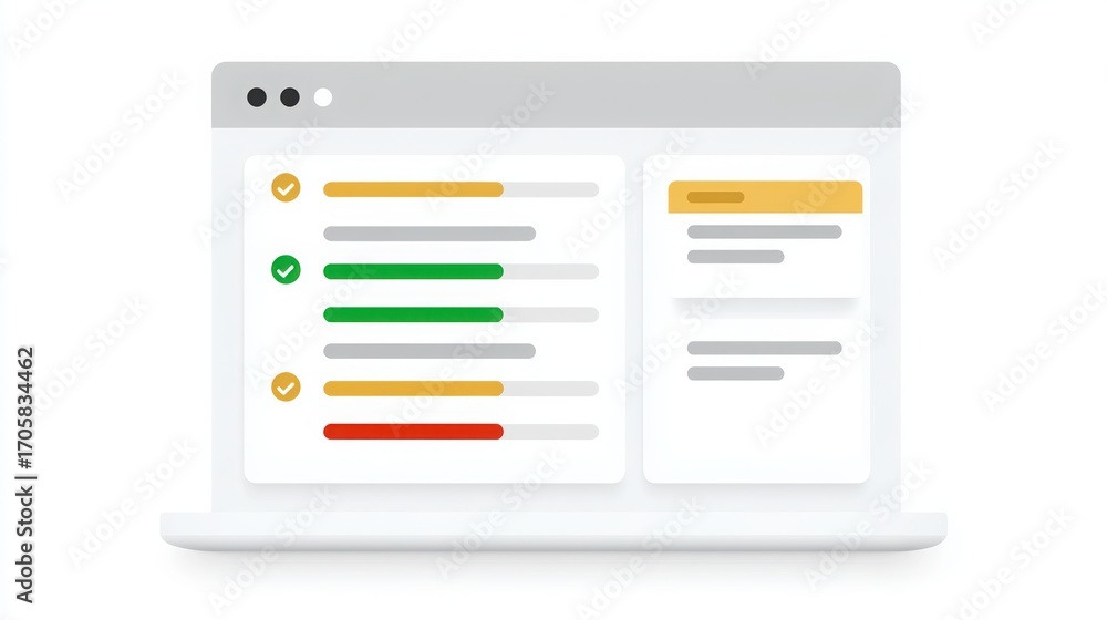 Aufkleber a modern laptop interface displaying progress indicators and a checklist, symbolizing task managemen