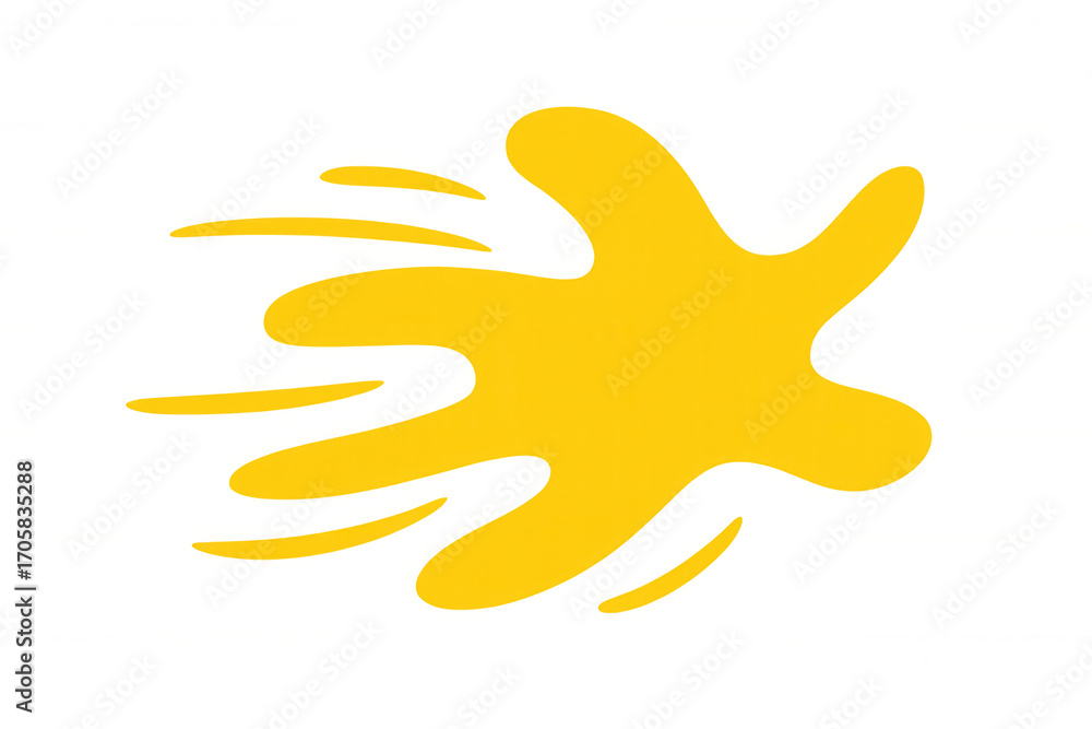 Aufkleber dynamic yellow paint splash, creating a vibrant and energetic visual with motion lines on a transpar