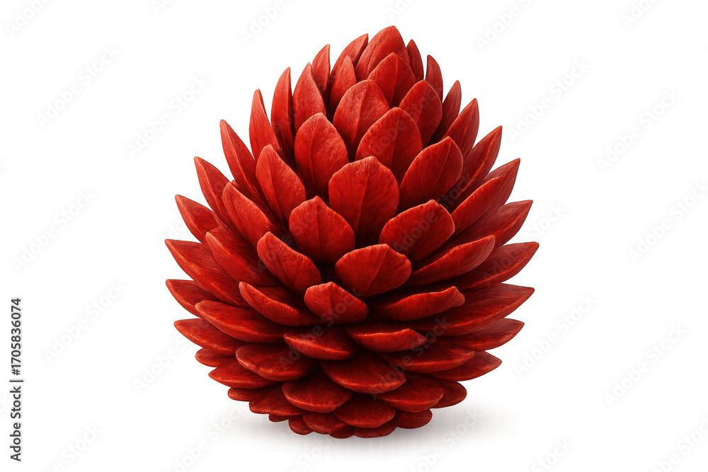 Poster 3d rendering of a festive and decorative red pine cone on a transparent background