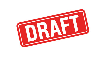 Red 'DRAFT' stamp on white background, signifying unfinished work or preliminary status.