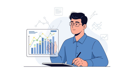 Analyst Examining Data Visualizations And Reporting Financial Trends For Analysis